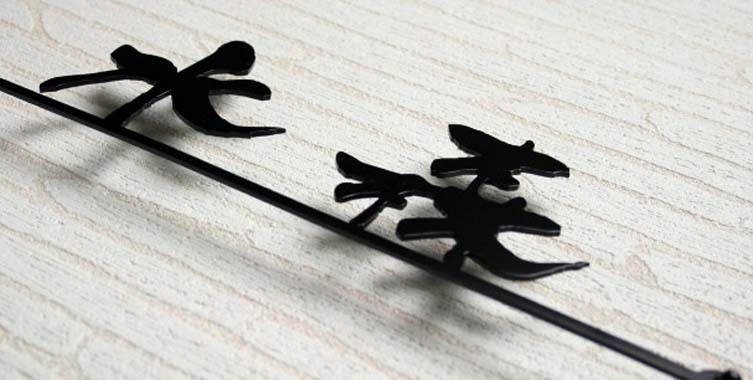 ステンレスレーザーカット表札「漢字」ライン付き
