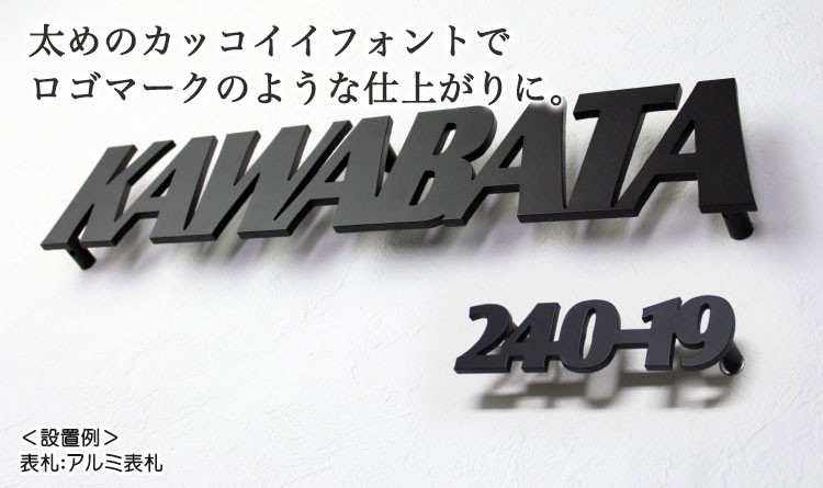 アルミ表札「番地のみ（ブロック体・アンダーライン無し）」