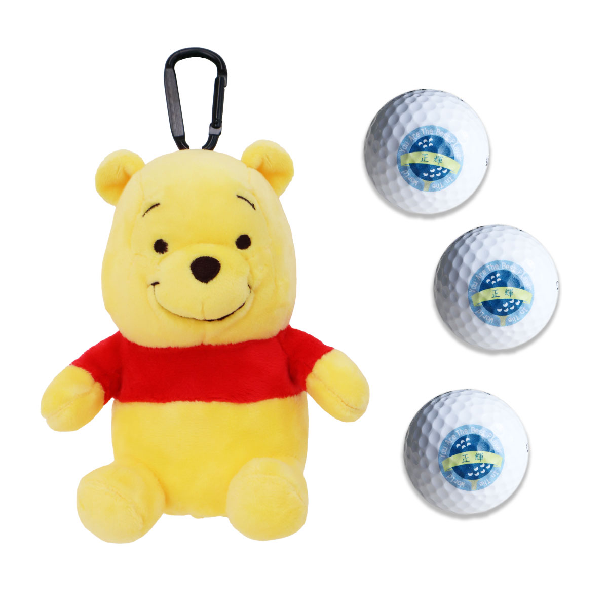 【即日発送】 ディズニー ぬいぐるみポーチ＆名入れゴルフボール（片面印刷）3個セット かわいい ボールケース ミッキー ミニー プーさん ゴルフ用品 NEW26 |  | 03