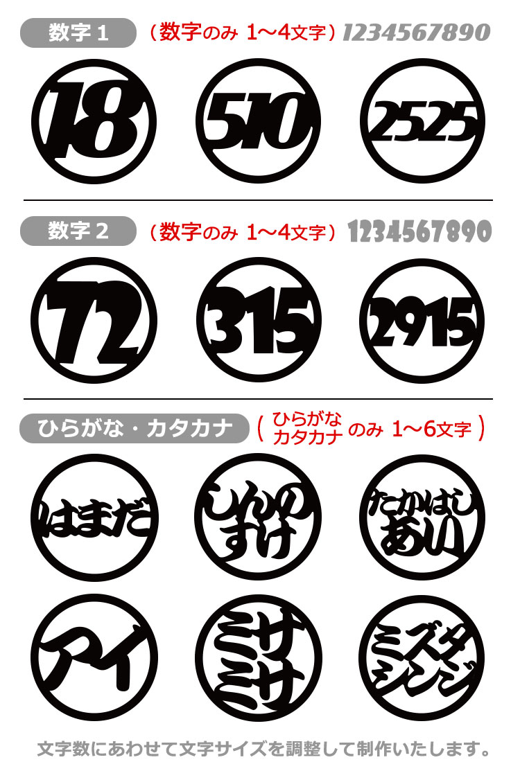 文字デザイン 数字 ひらがな カタカナ