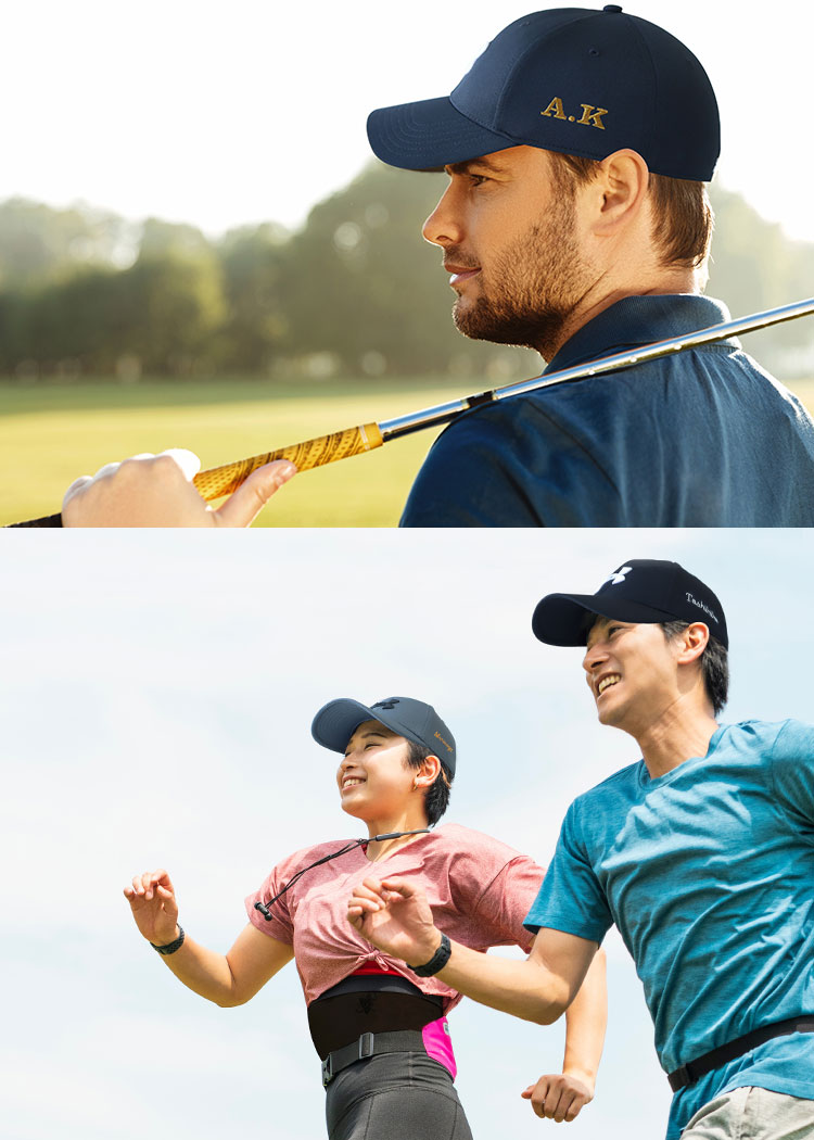 ゴルフやランニング、アウトドアにも合うキャップ