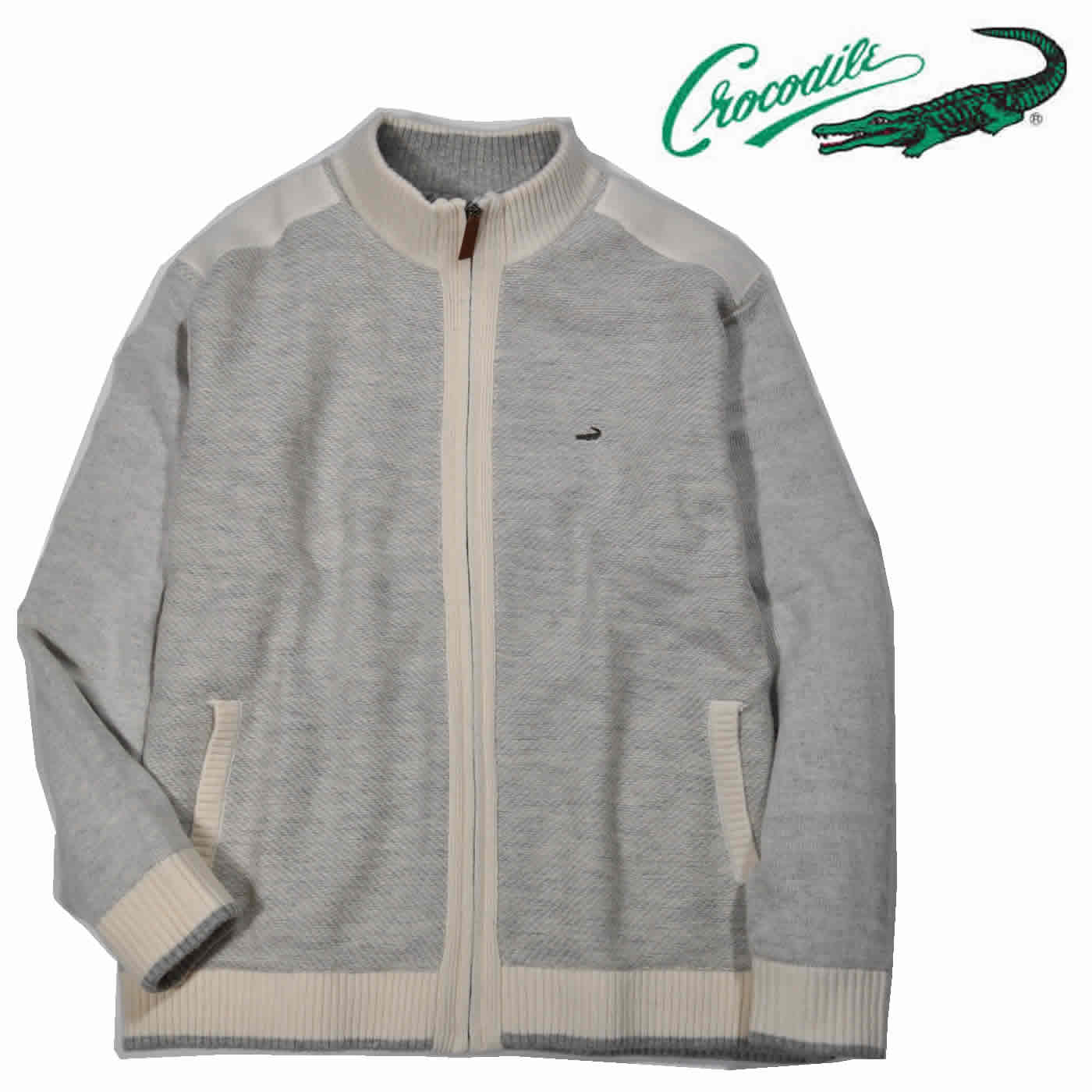 Crocodile（クロコダイル） ニットブルゾン 長袖タフタ裏 フルジップ 