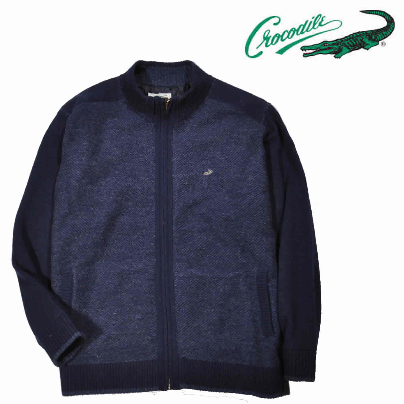 Crocodile（クロコダイル） ニットブルゾン 長袖タフタ裏 フルジップ 