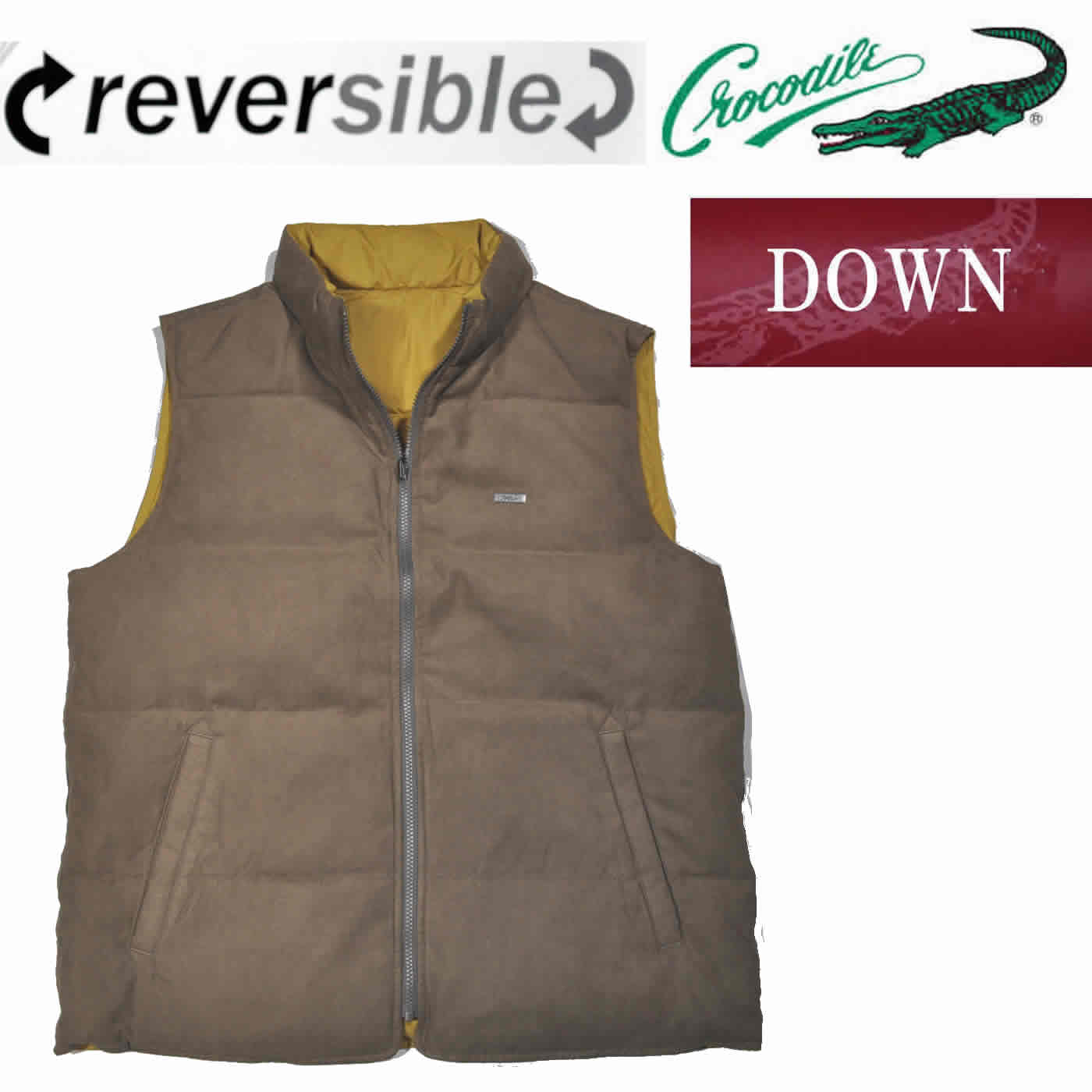 Crocodile（クロコダイル） ダウンベスト キルト中綿リバーシブル