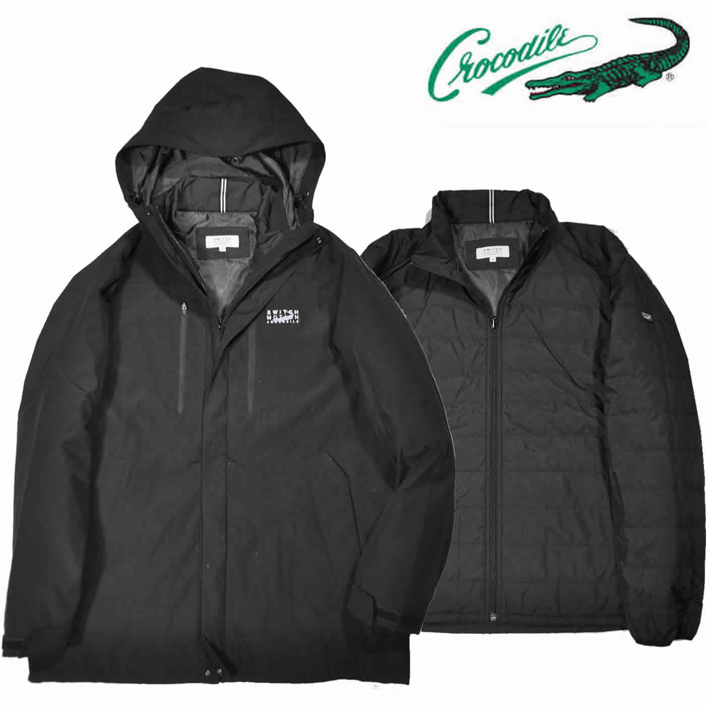 Crocodile（クロコダイル） コート フード一体 長袖ハーフジャケット 