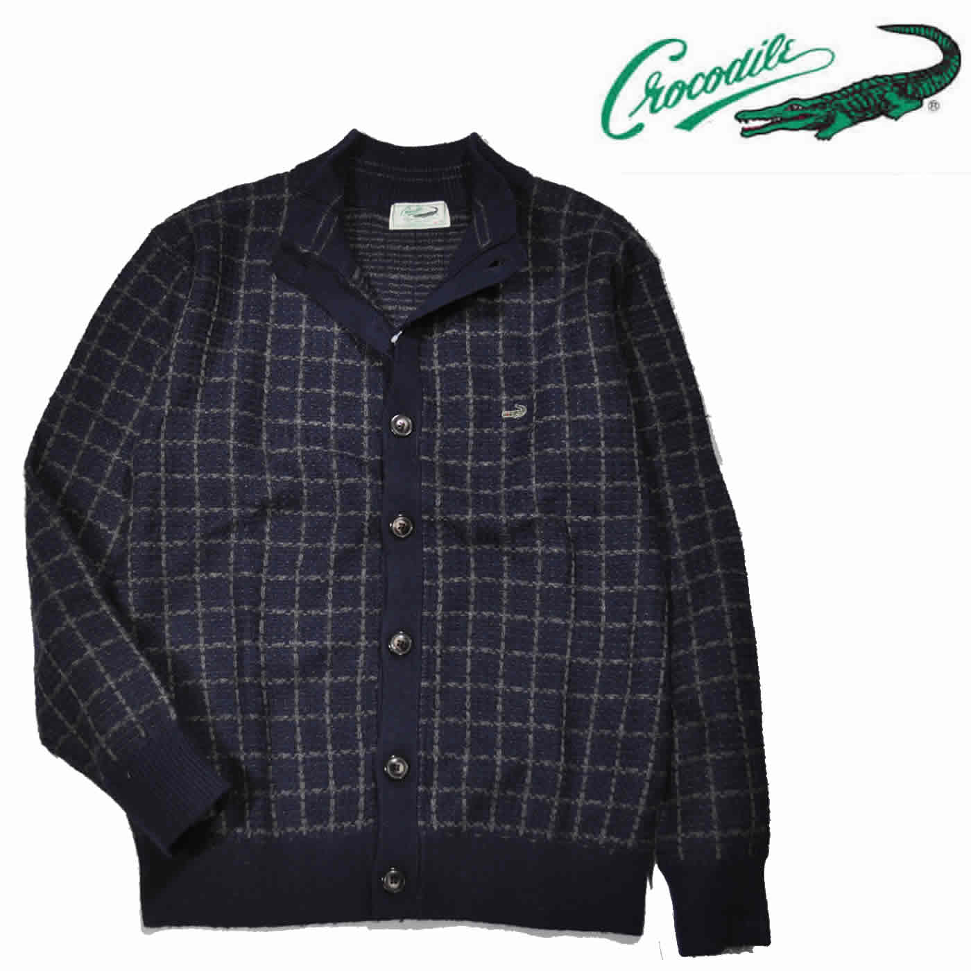 Crocodile（クロコダイル） ニットカーディガン 長袖 毛混 前ボタン 