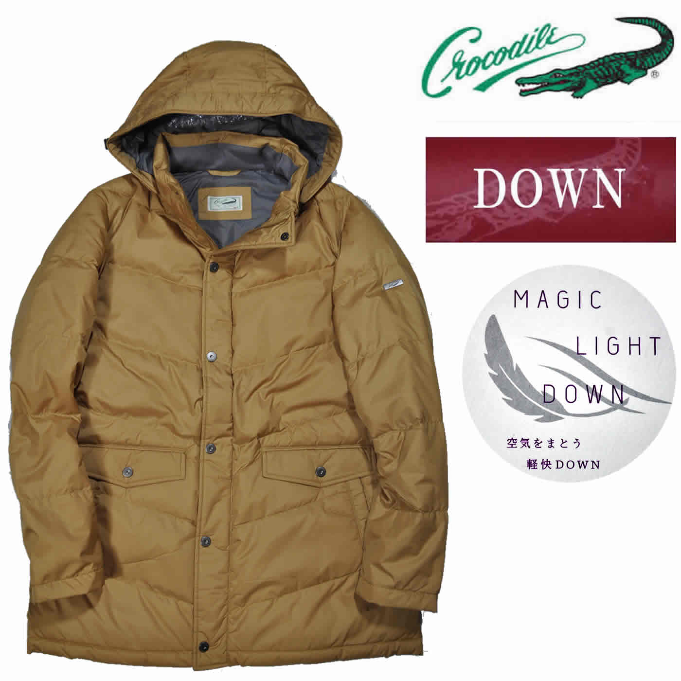 Crocodile（クロコダイル） ダウンジャケット 長袖 軽量マジックライト