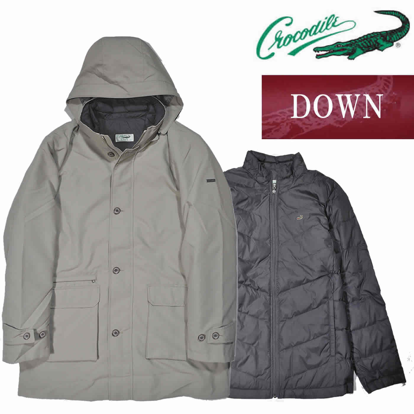 Crocodile（クロコダイル） ダウンコート 長袖 中綿ダウンライナー