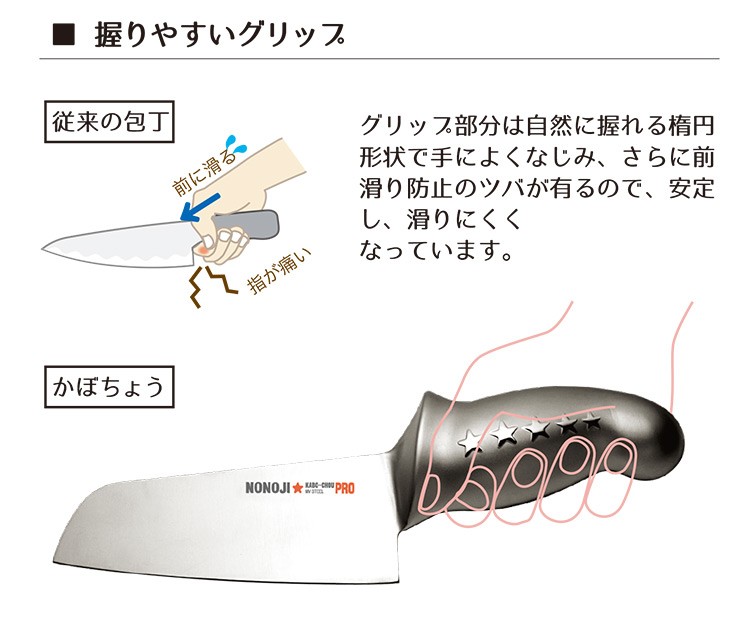 ののじ 包丁 ナイフ 調理器具 簡単 切れ味 握りやすい 切りやすい プロ