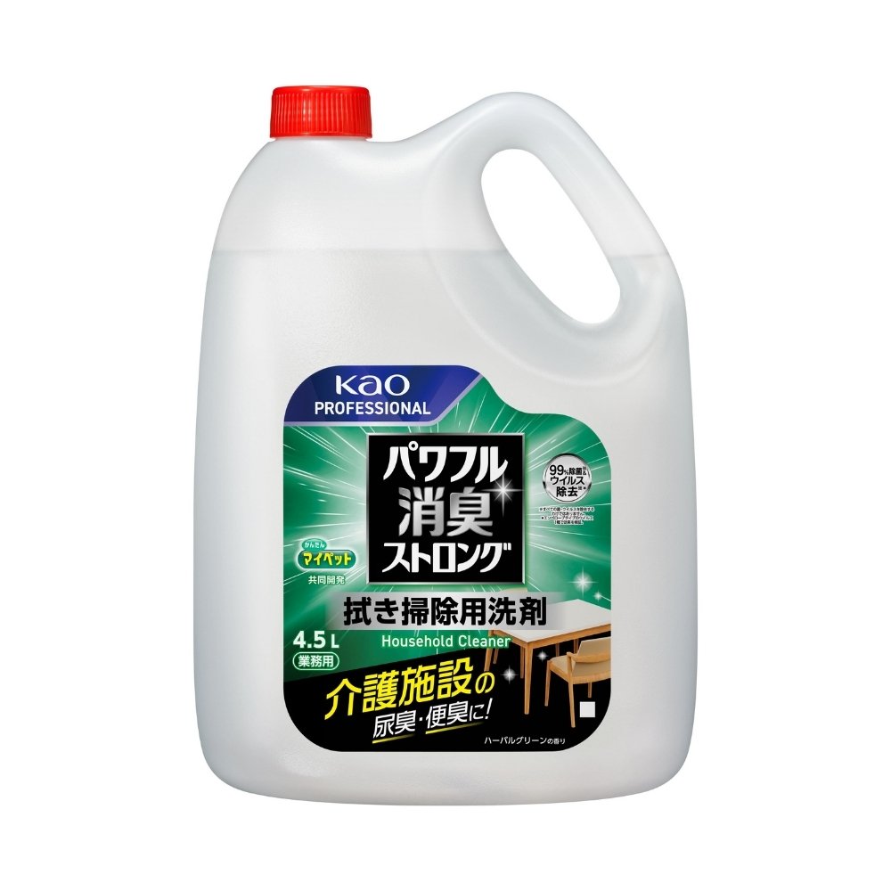 花王 パワフル消臭ストロング　拭き掃除用洗剤　4.5L×4本【取り寄せ商品・即納不可・代引き不可・返品不可】