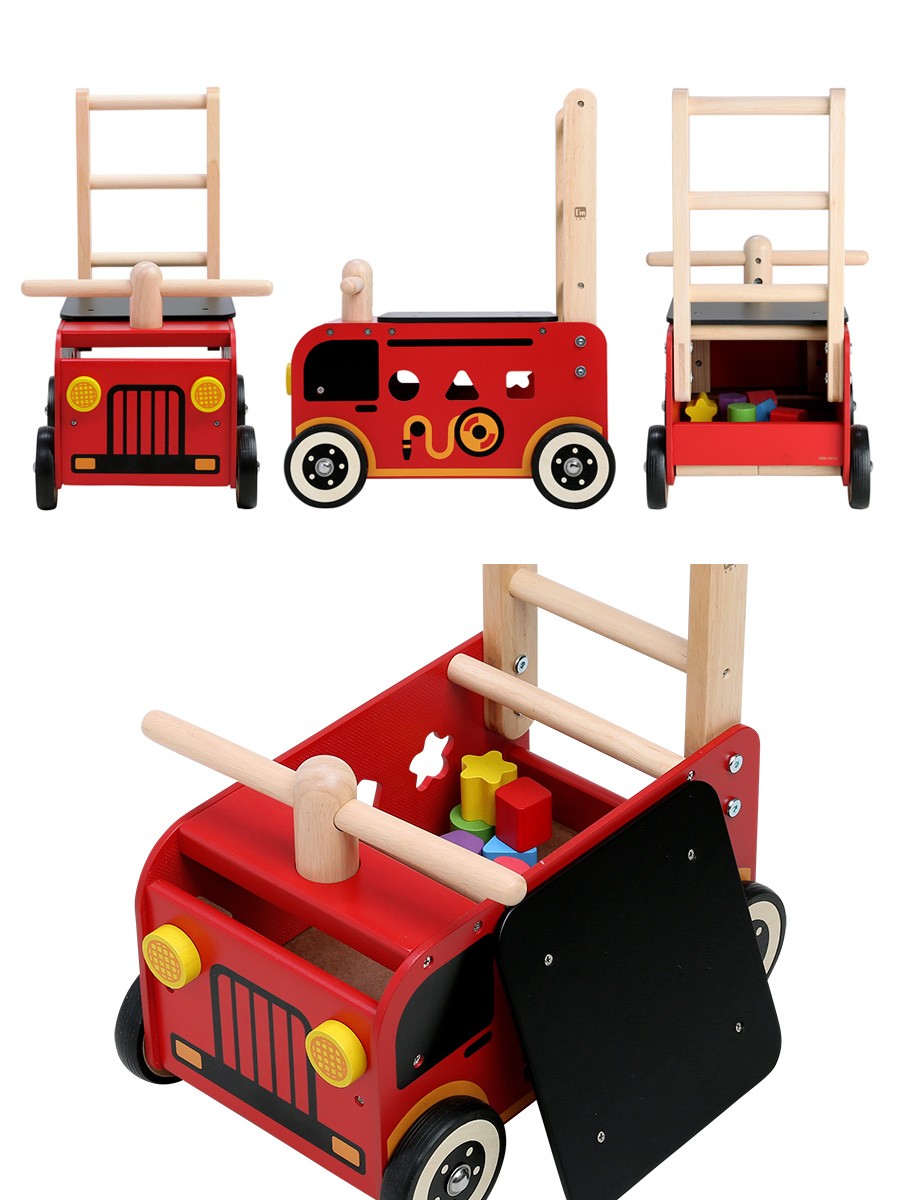 おもちゃ ウォーカー＆ライド消防車 知育玩具 木のおもちゃ 赤ちゃん 1歳 2歳 3歳 誕生日プレゼント 男 女 消防車 手押し車 カタカタ 誕生日  お祝い 木製 :edu-im87480:ノップノップ - 通販 - Yahoo!ショッピング