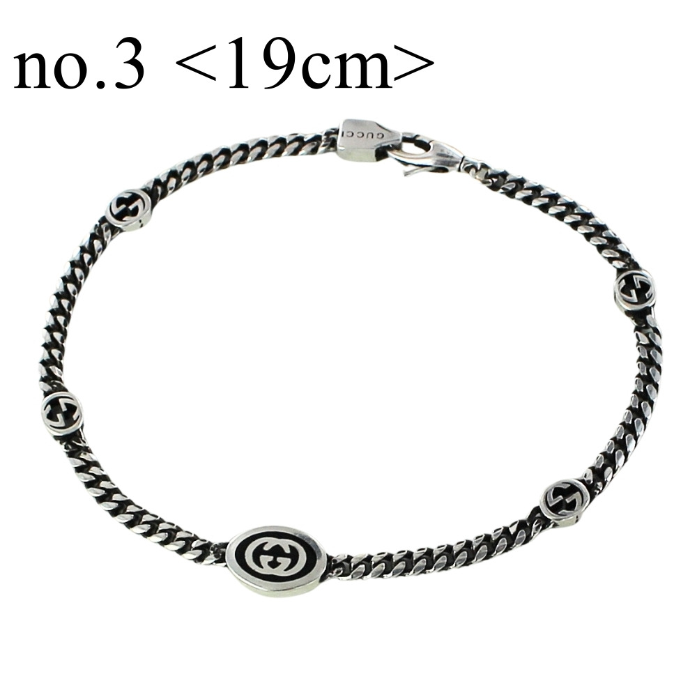グッチ プレート ブレスレット ラバー シルバー925 ブラック 18cm GUCCI グッチ シルバープレート ラバーブレスレット SV925