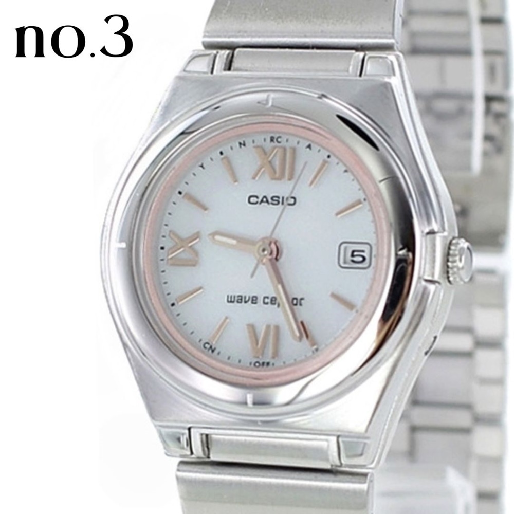 値下げ‼︎【新品】CASIO レディース腕時計 電波ソーラー WAVE（CASIO） 腕時計 レディース 電波ソーラー 50代 防水 国内正規