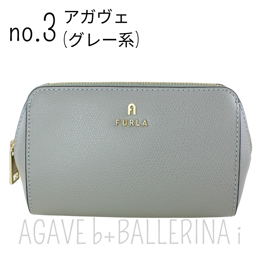 FURLA グレー レザー コスメポーチ 保存袋付き フルラ FURLA 【FURLA(フルラ)】FURLA フルラ コスメケース