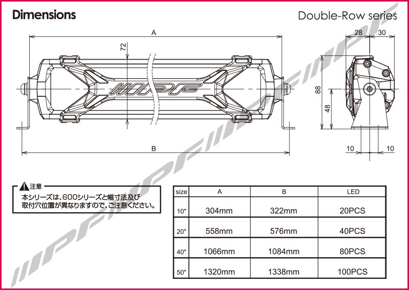 IPF 600Sシリーズ ライトバー 20インチ ダブルロー 622SD 1個入 アイ
