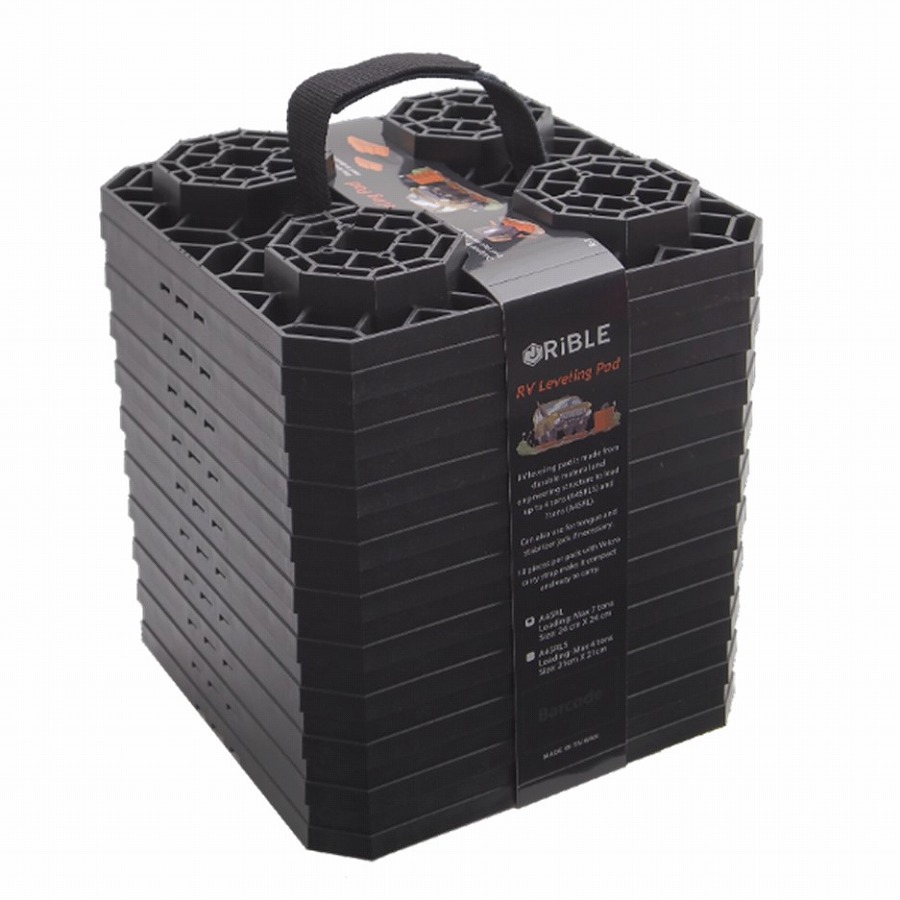 RiBLE RV レベリングパッド Lサイズ  10枚入り　ベルクロ製キャリーストラップ付属　ブラック　オレンジ　レッド　|　砂 泥 雪 脱出　スタックリカバリーラダー |  | 01
