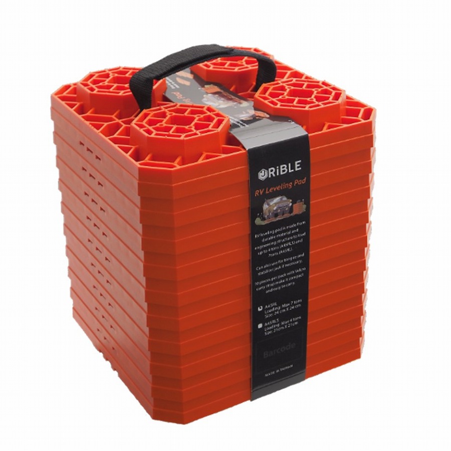 RiBLE RV レベリングパッド Lサイズ  10枚入り　ベルクロ製キャリーストラップ付属　ブラック　オレンジ　レッド　|　砂 泥 雪 脱出　スタックリカバリーラダー |  | 02