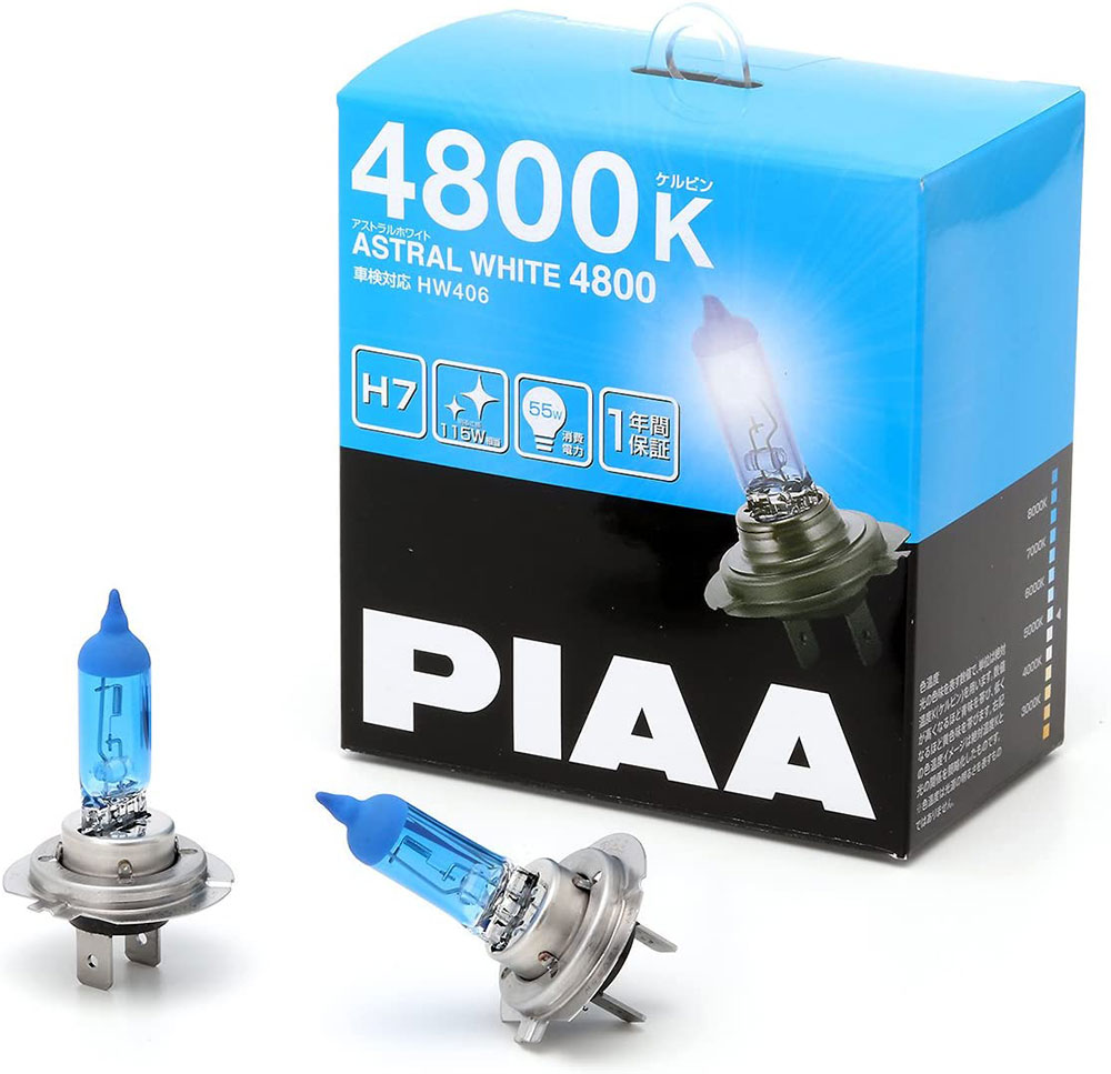 PIAA ヘッドランプ/フォグランプ用 ハロゲンバルブ H7 4800K アストラルホワイト 車検対応 2個入 12V 55W(115W相当)  安心のメーカー保証1年付 HW406 : hw406 : Norauto Yahoo!ショッピング店 - 通販 - Yahoo!ショッピング