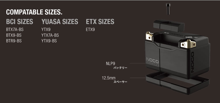 NOCO（ノコ） 正規品 NLP9 リチウムパワースポーツバッテリー 12V 400A