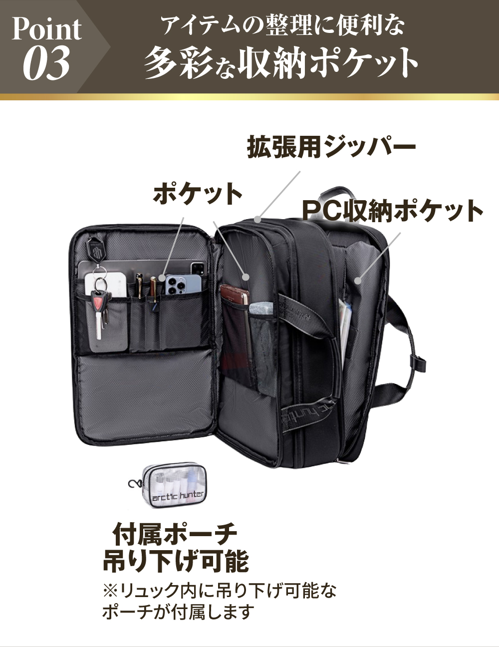   トリプルコンパートメント バックパック 男女兼用 all_item