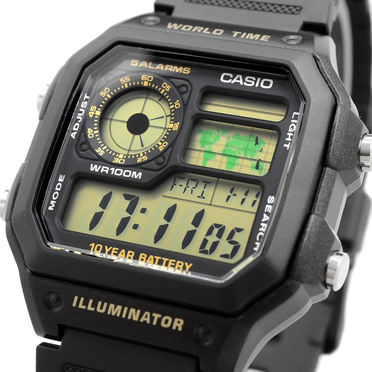CASIO カシオ 腕時計 メンズ チープカシオ チプカシ 海外モデル ワールドタイム デジタル  AE-1200WH-1BV｜north-star