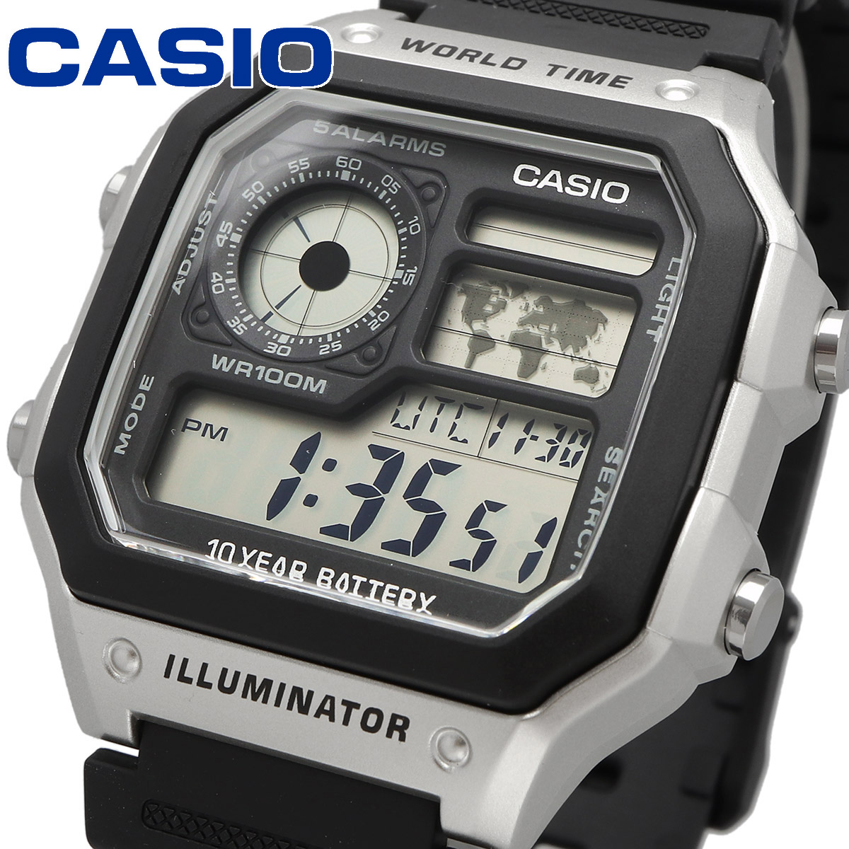 CASIO カシオ 腕時計 メンズ チープカシオ チプカシ 海外モデル ワールドタイム デジタル AE-1200WH-1CV