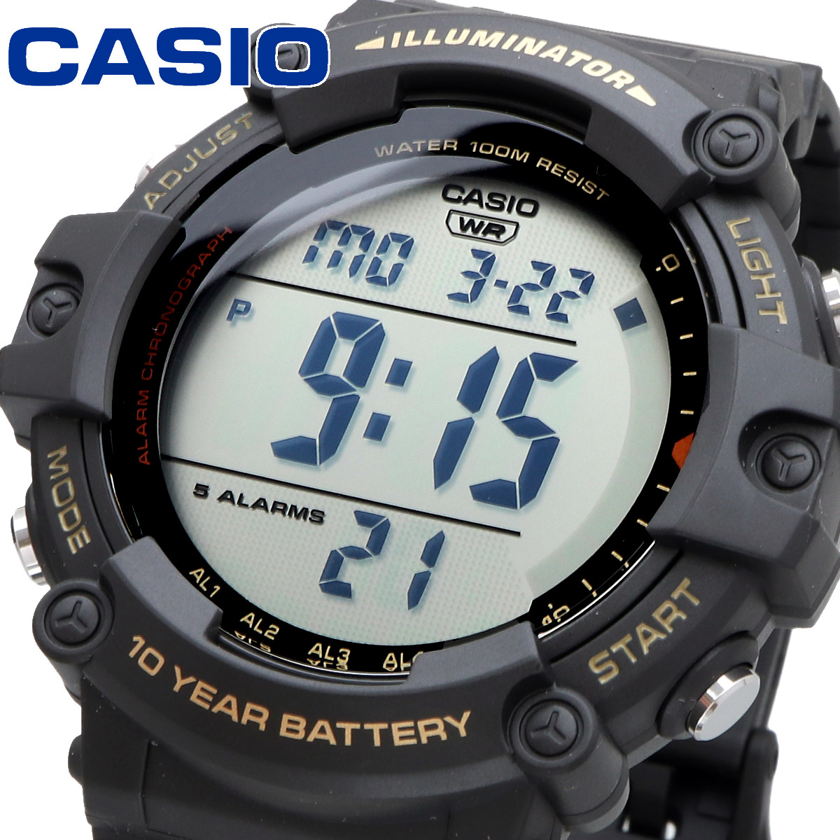 CASIO カシオ 腕時計 チープカシオ  海外モデル 大画面  ロングベルト(腕回り24センチまで対応) メンズ AE-1500WHX-1AV