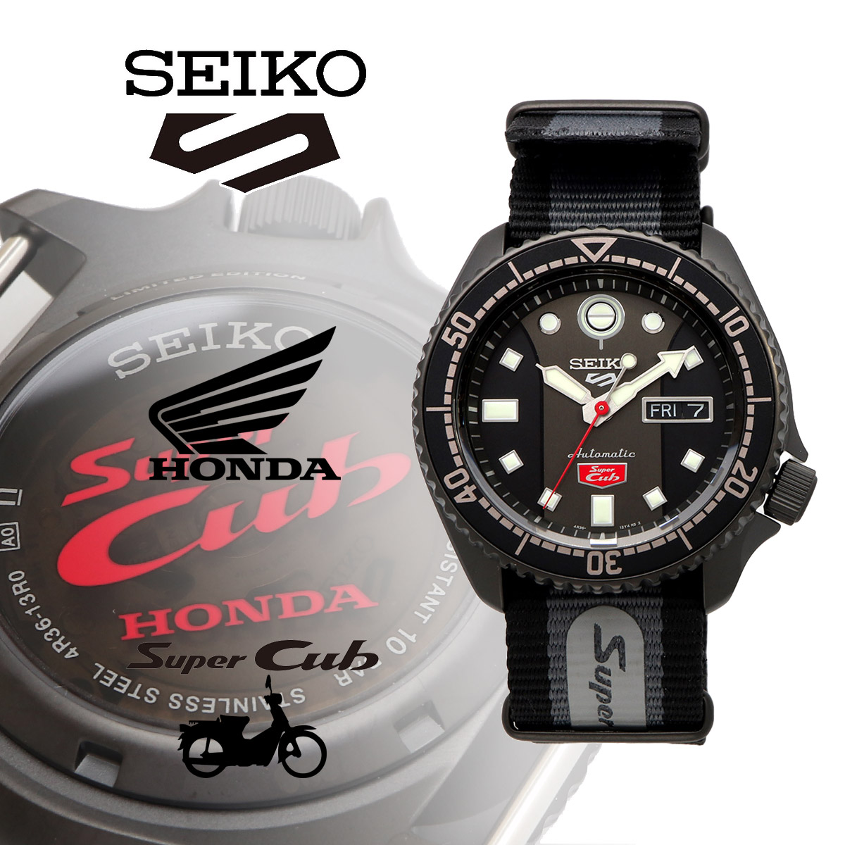 SEIKO セイコー 腕時計 メンズ 5スポーツ スーパーカブ コラボレーション世界5000本 限定モデル 海外モデル   自動巻き SRPJ75K1