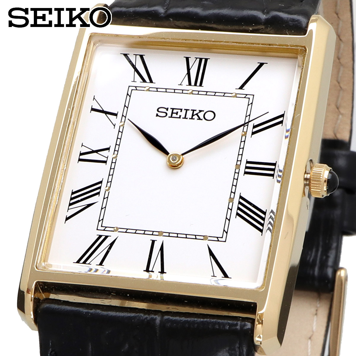 SEIKO セイコー 腕時計 メンズ 海外モデル 薄型 スリム クォーツ シンプル ビジネス カジュアル SWR052