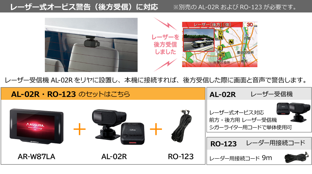 セルスター レーザー＆レーダー探知機 AR-W87LA +OBD2アダプターセット