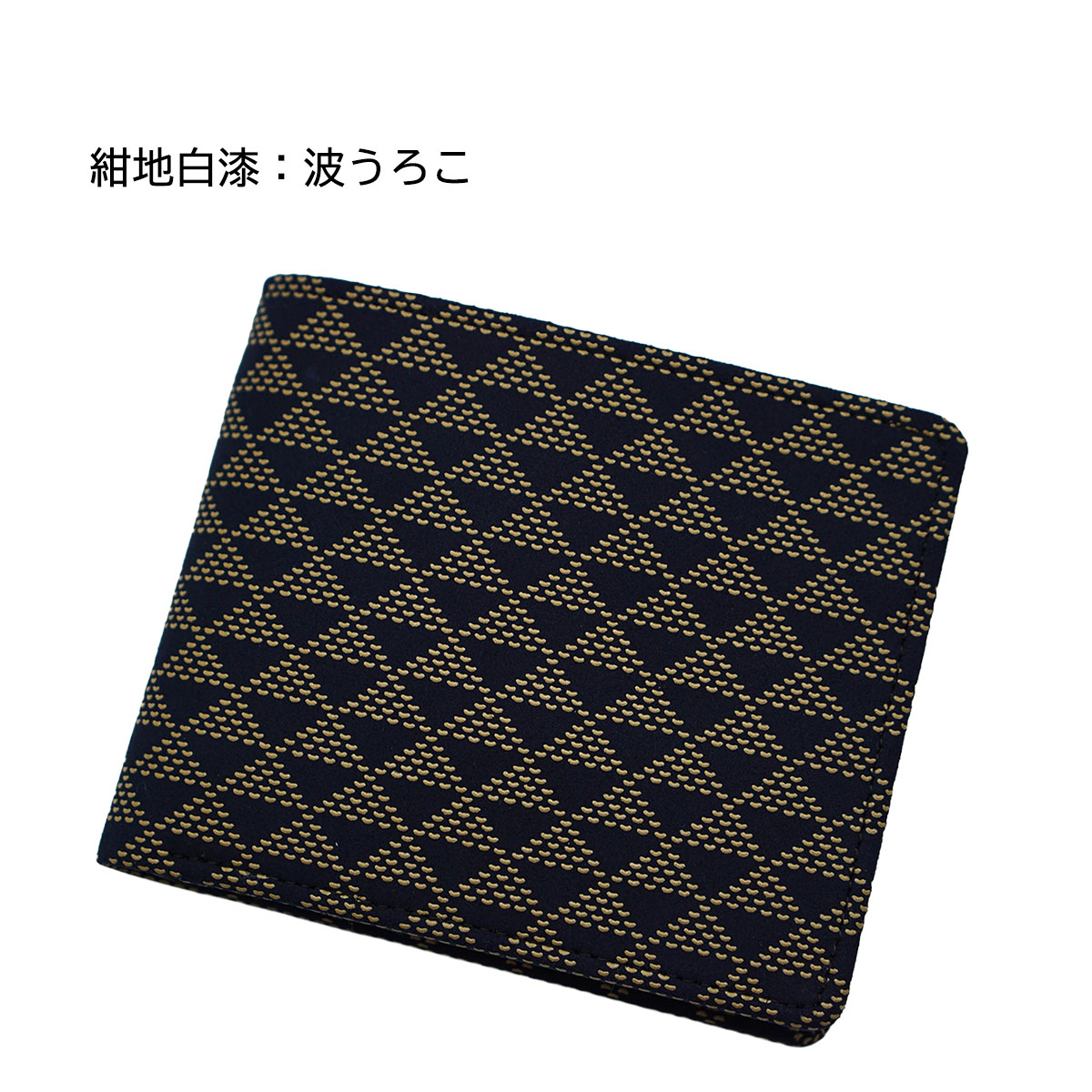 印傳屋（INDEN-YA） 印伝 札入れ 折財布 14色柄 小銭入 ネイビー 紺地 