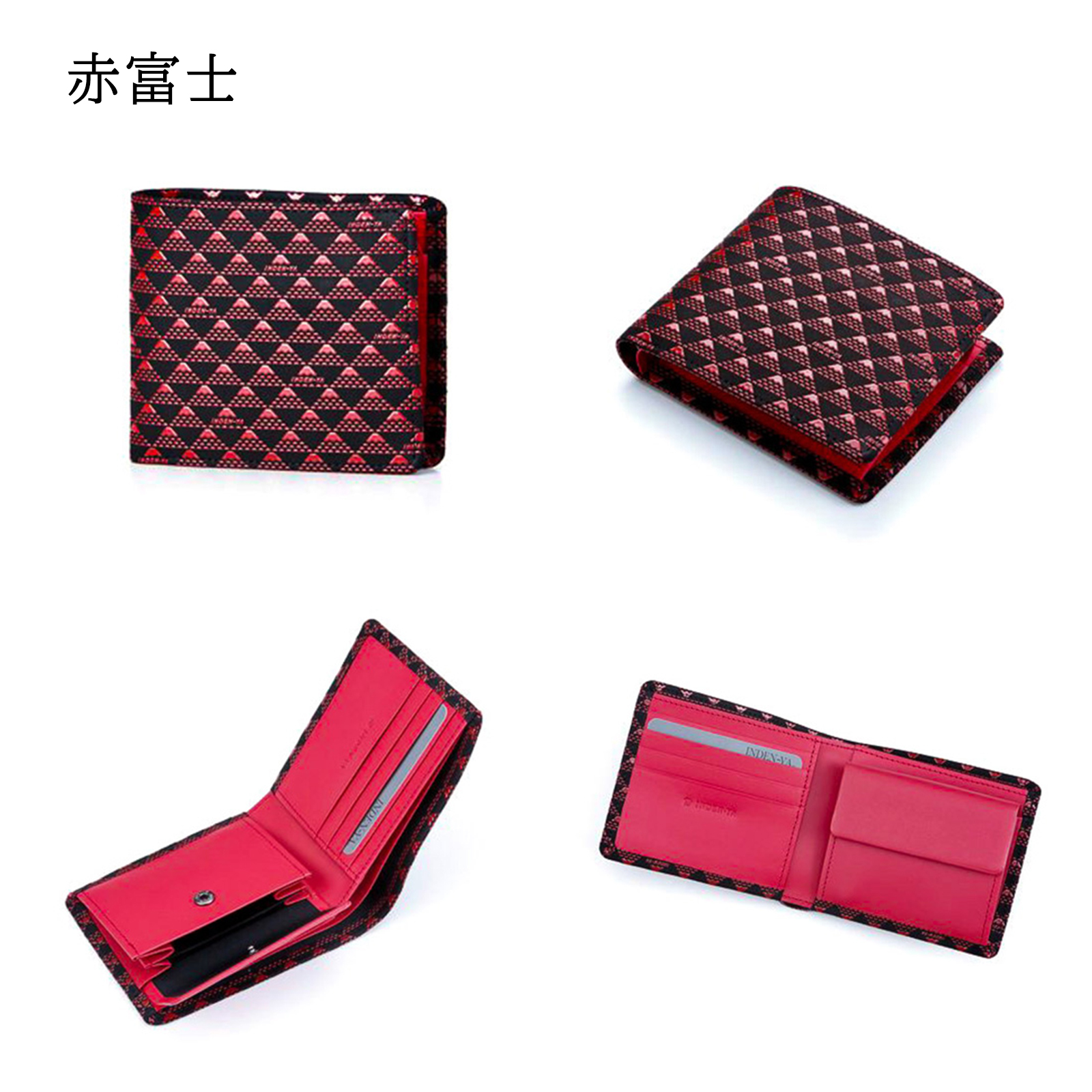 印傳屋（INDEN-YA） 印伝 2つ折り 財布 たかね 富士山 伝統工芸品 甲州