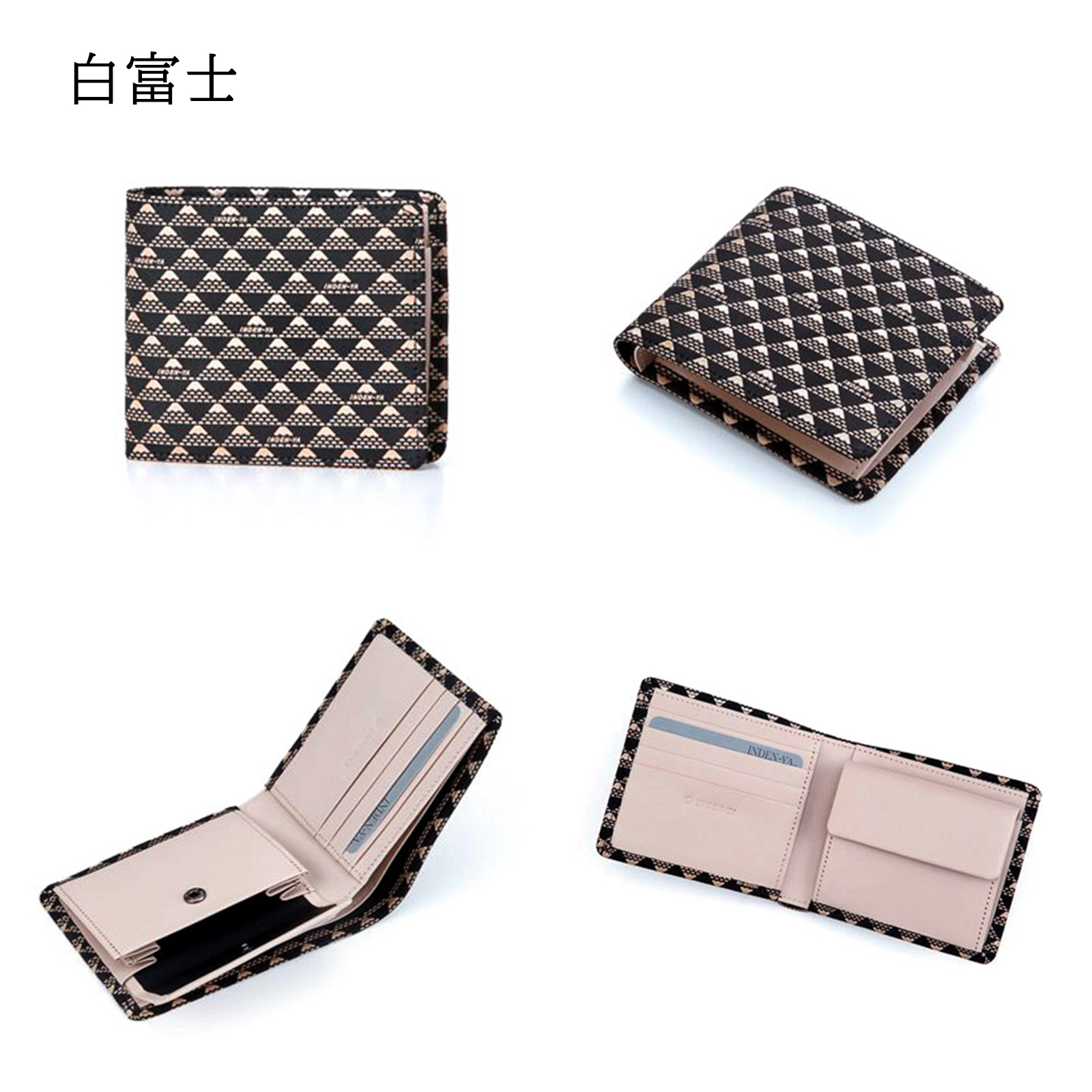 印傳屋（INDEN-YA） 印伝 2つ折り 財布 たかね 富士山 伝統工芸品 甲州