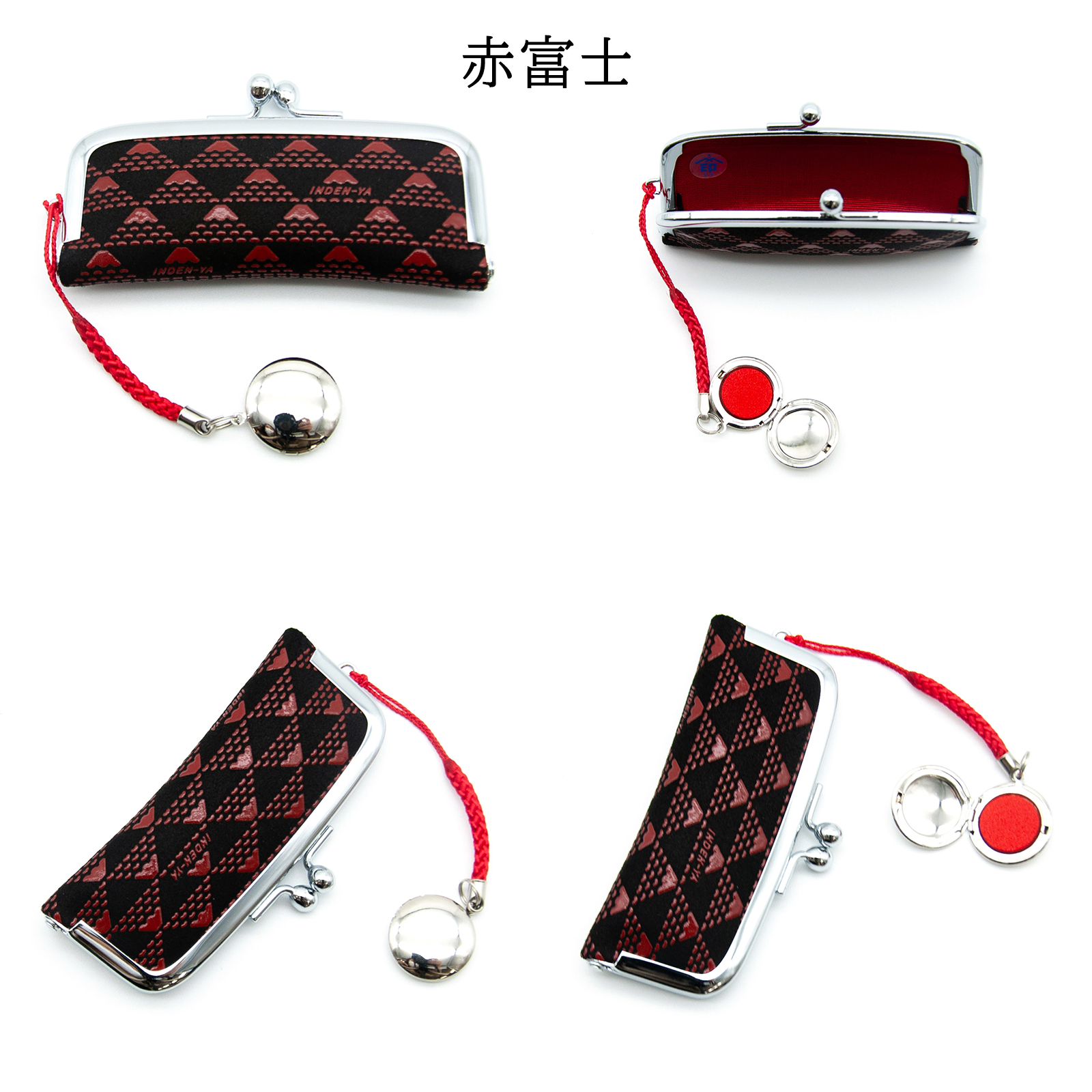 印傳屋（INDEN-YA） 印伝 印鑑入れ 印鑑ケース 朱肉付き たかね 富士山