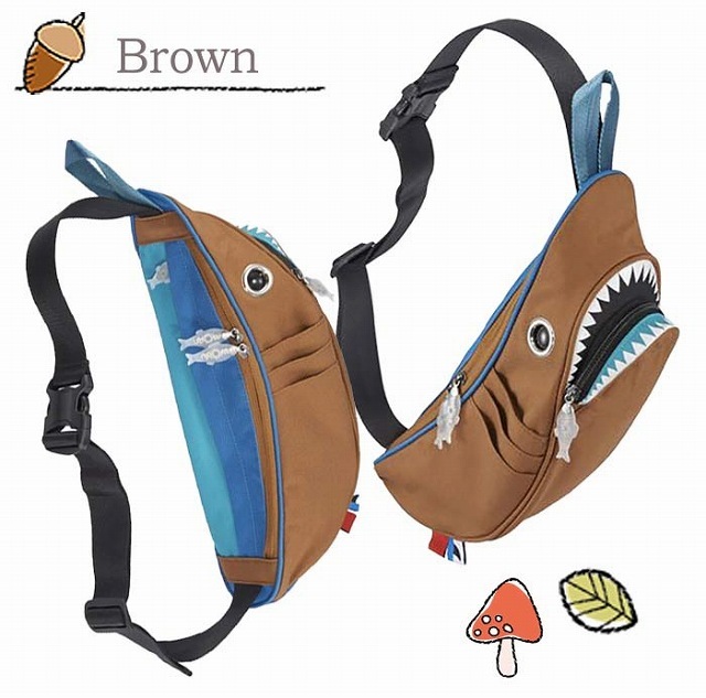 サメ リュック MORN CREATIONS モーンクリエイションズ シャークウエストポーチ（ブラウン・ネイビー）ウエストポーチ バッグ