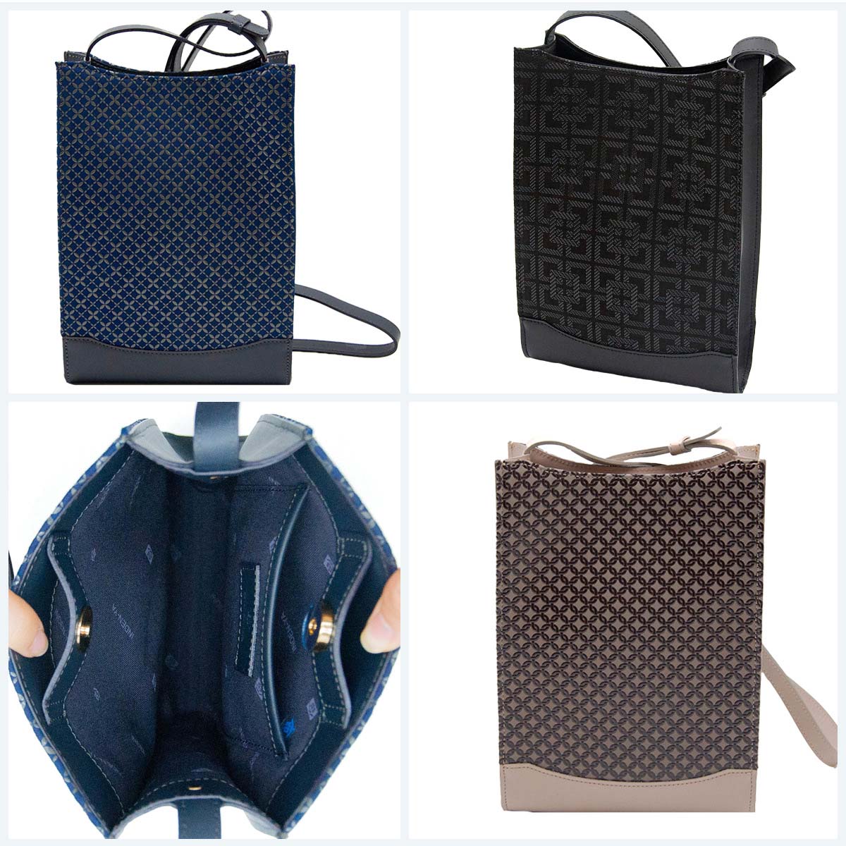 印傳屋（INDEN-YA） 印伝 ポシェット バッグ ブラック グレー ネイビー