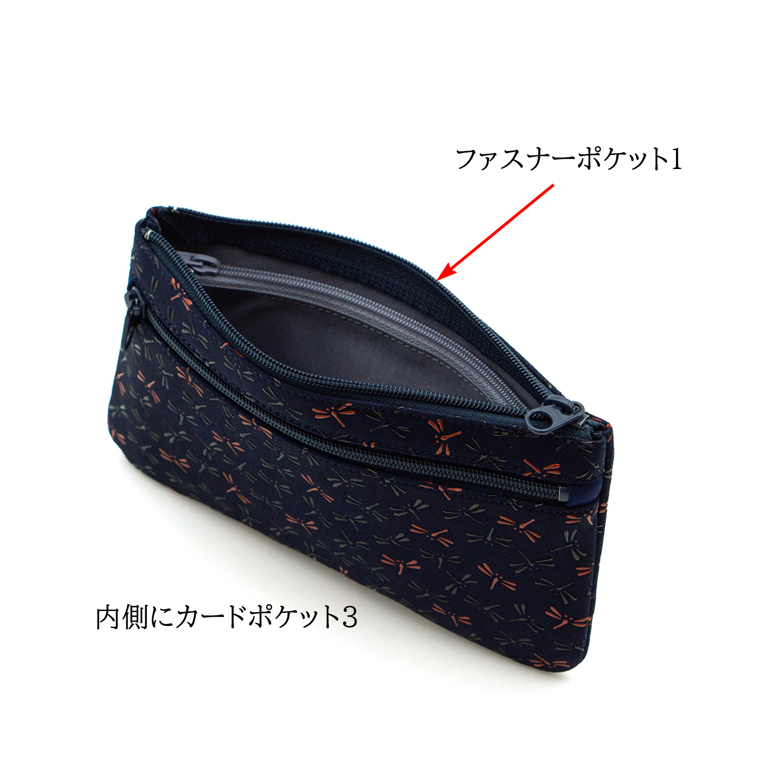 印傳屋（INDEN-YA） 印伝 ポーチ 薄型 なごみ とんぼ 伝統工芸品 甲州 