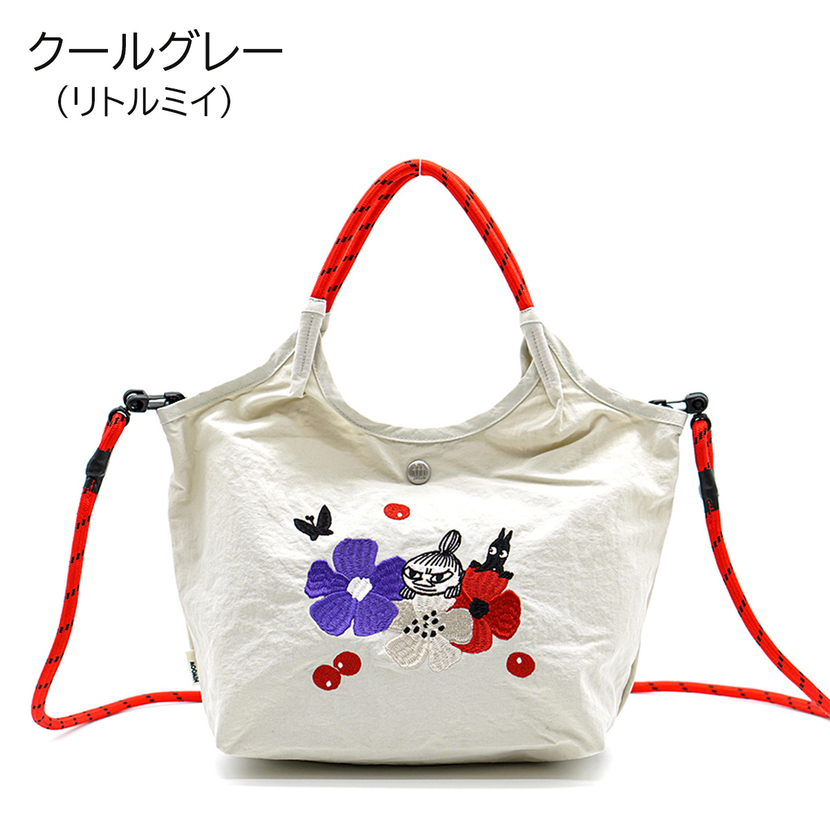 [Moomin] [ムーミン] トートバック 2way 軽量 ナイロン 刺繍 撥水 ジッパー付内ポケ...