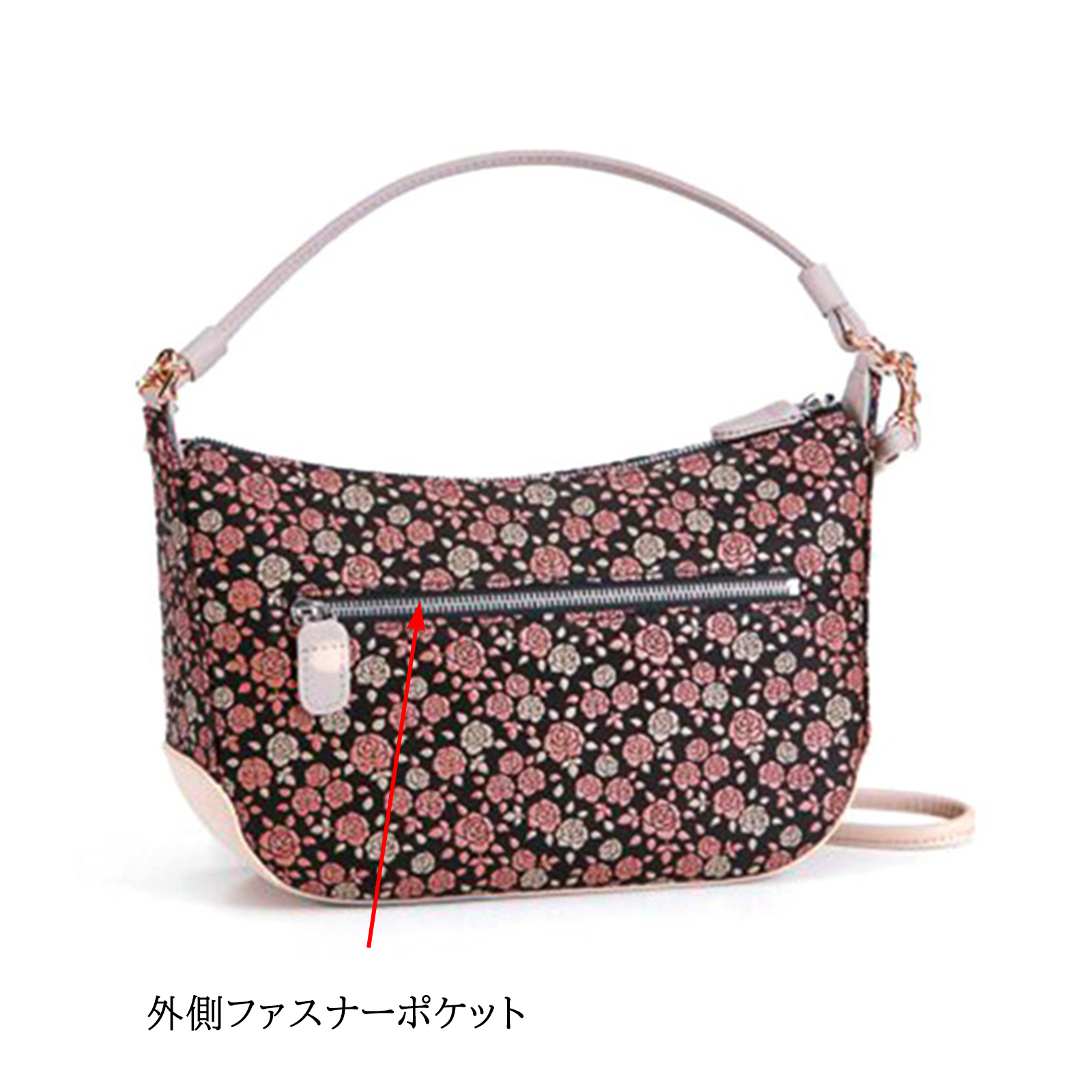 印傳屋（INDEN-YA） 印伝 ポシェット ショルダーバッグ かぐわ バラ