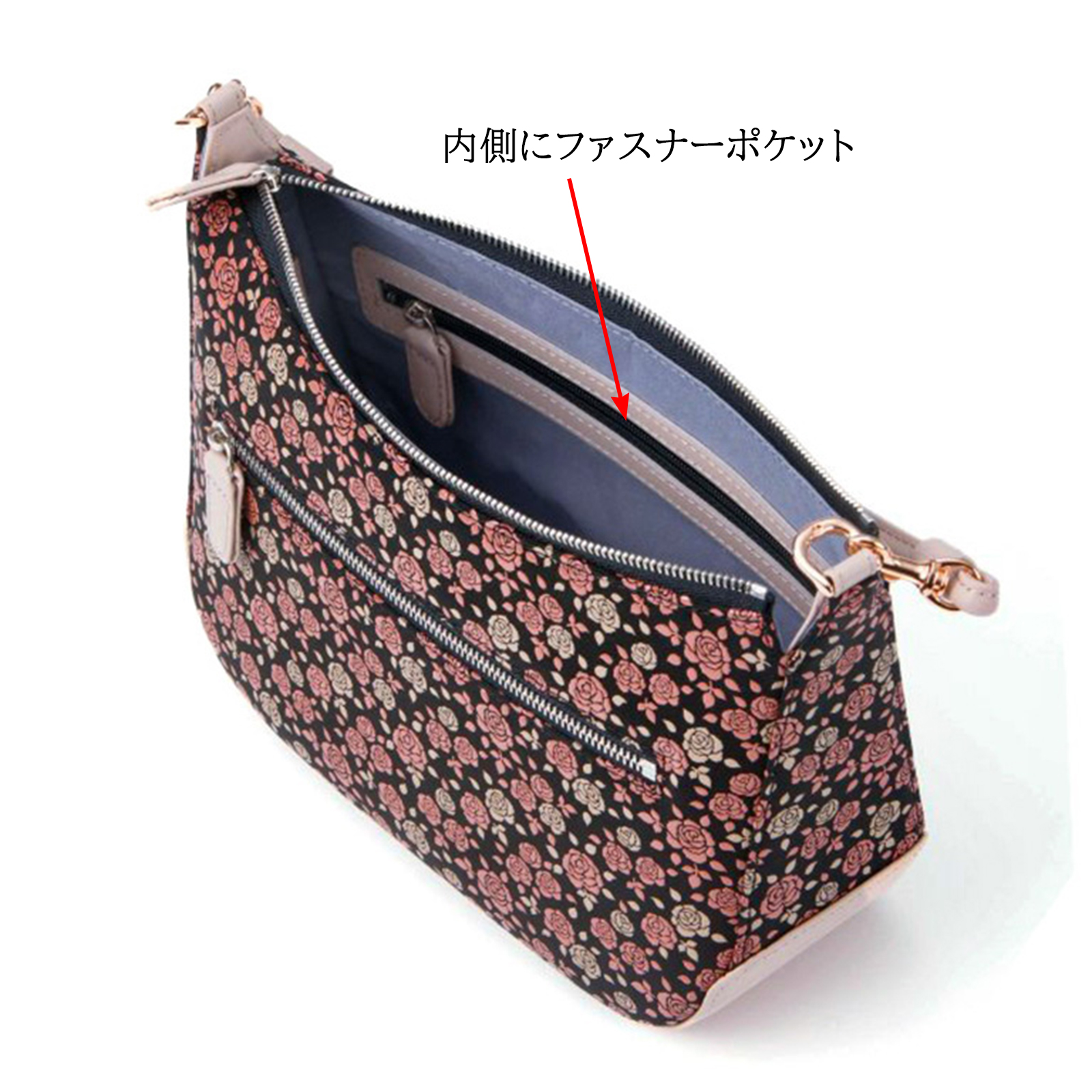 印伝屋ショルダーバック 印傳屋 印伝 ポシェット ショルダーバッグ かぐわ バラ ローズ