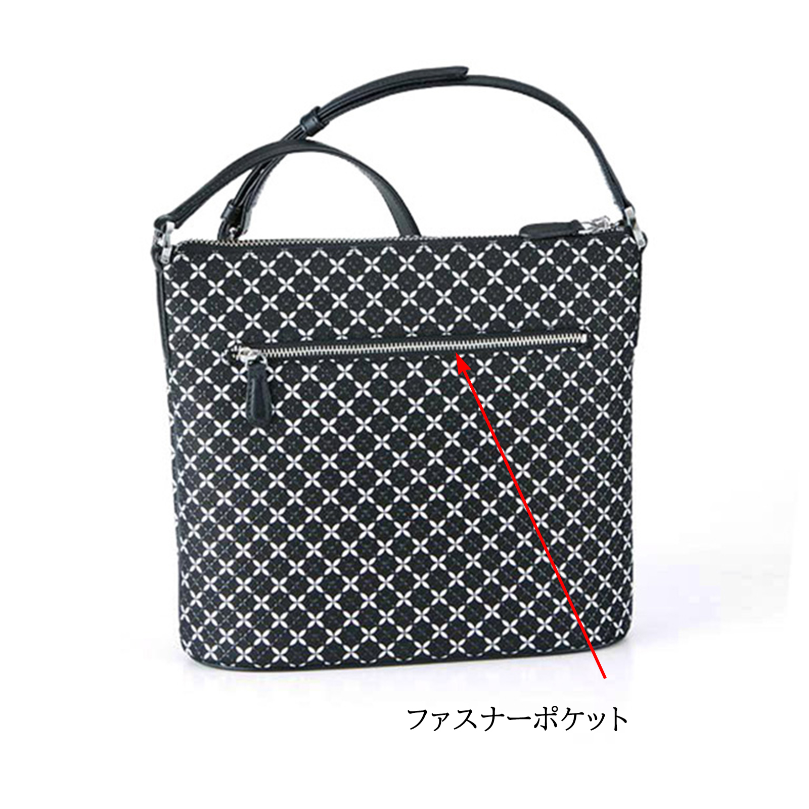 印傳屋（INDEN-YA） 印伝 ポシェット ショルダー そよか 七宝 黒