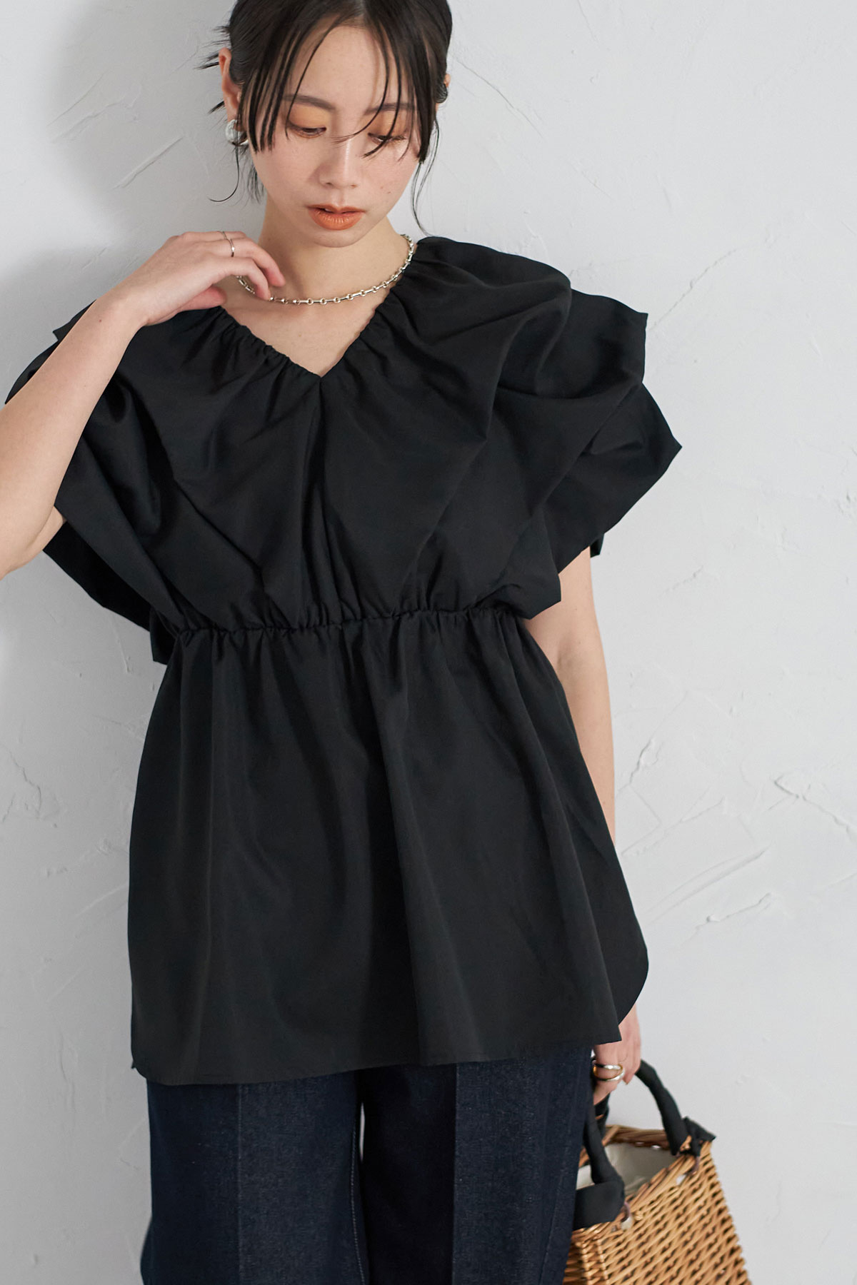 にふら 前後2WAYボリュームタックブラウス