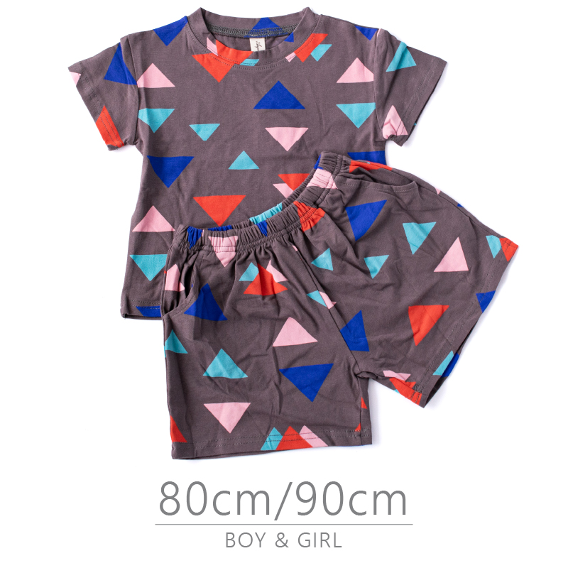 子供服 90cm 80cm トップス 短パン セットアップ Tシャツ キッズ  男の子 女の子 ユニセックス 両方 半袖 かわいい 可愛い おしゃれ 保育園着 1歳 2歳 3歳 |  | 01