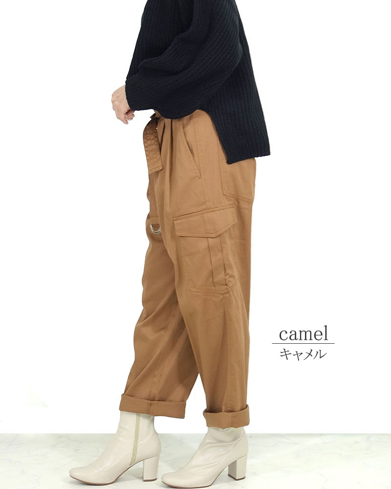 Openyy ベージュ カーゴパンツ 調整可能ウエスト jj04099_1.jpg