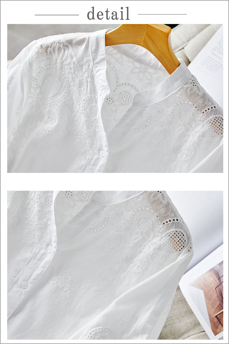 ブラウス 長袖 オフィス 刺繍 スタンドカラー ハイネック レース ししゅう 立ち襟 |  | 10