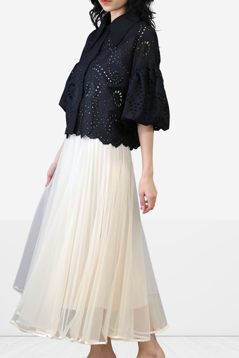 ブラウス バルーン袖 オフィス 刺繍 レース ししゅう たっぷり袖 シャツ 綿100% 大人 |  | 15