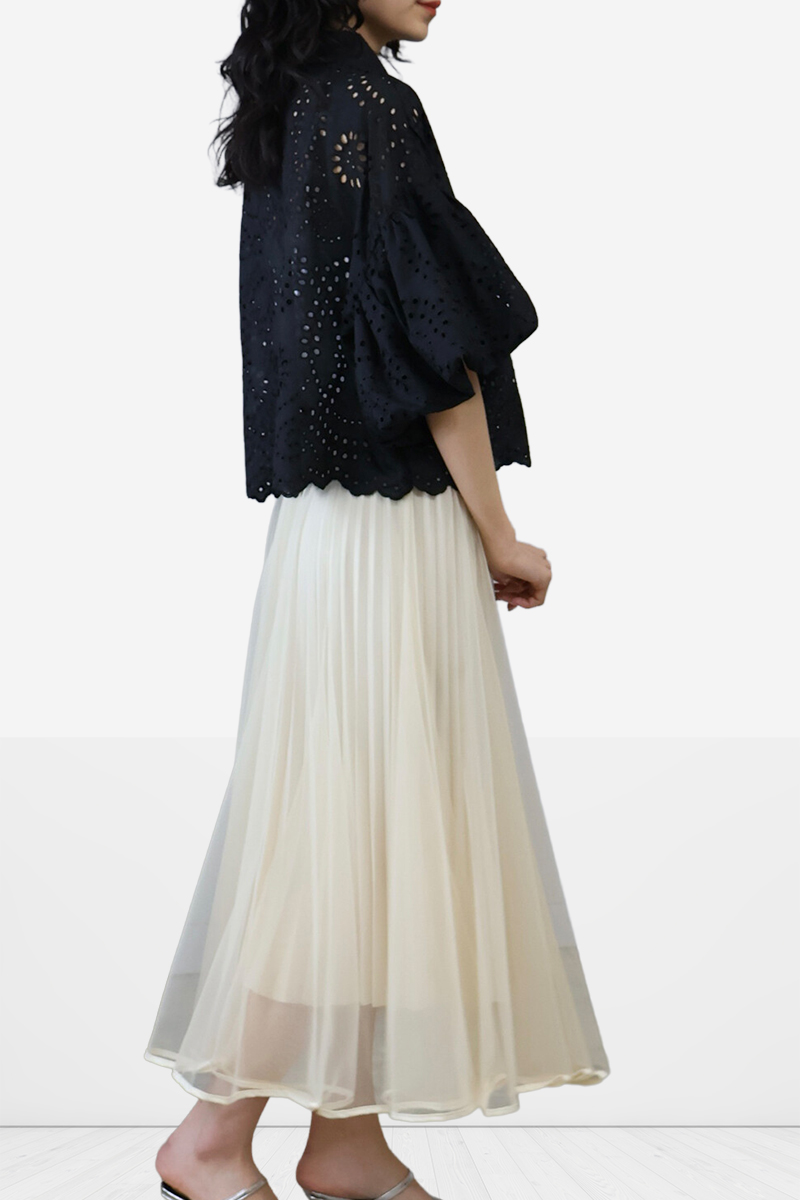 ブラウス バルーン袖 オフィス 刺繍 レース ししゅう たっぷり袖 シャツ 綿100% 大人 |  | 17