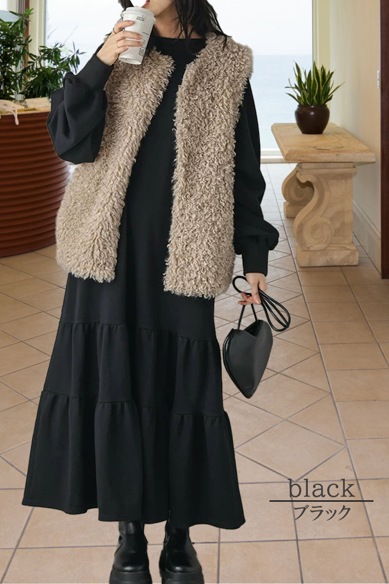 ワンピース 秋冬 大きめ カジュアル ゆったり ロング丈 スウェット 無地 秋冬 |  | 05