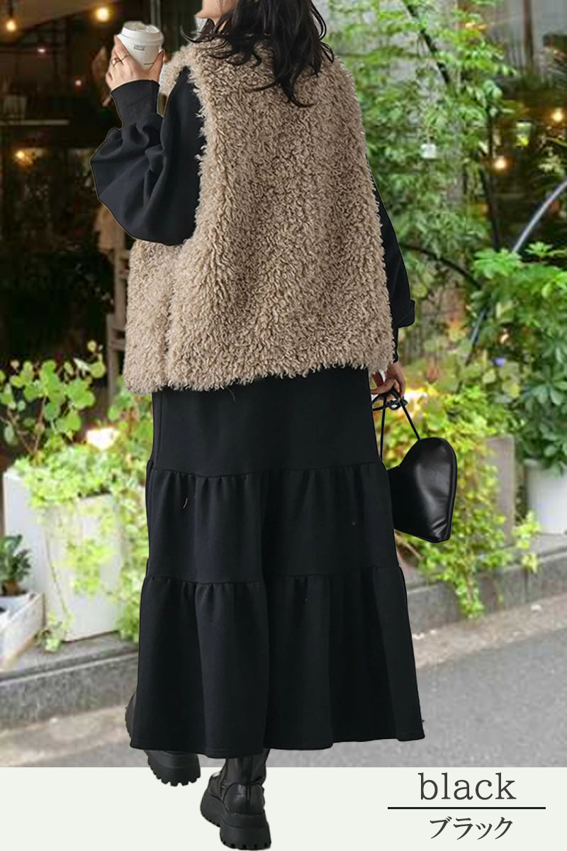 ワンピース 秋冬 大きめ カジュアル ゆったり ロング丈 スウェット 無地 秋冬 |  | 07