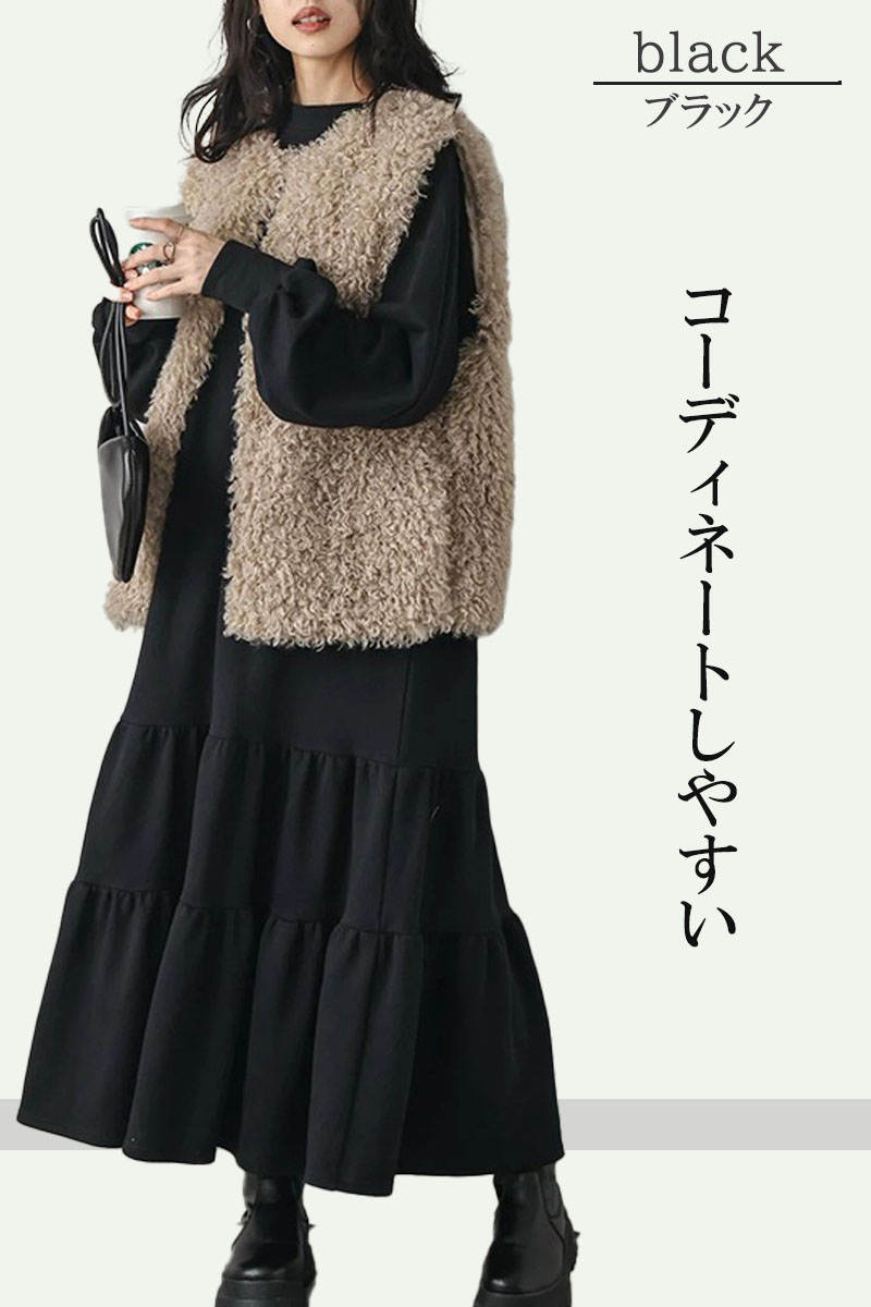 ワンピース 秋冬 大きめ カジュアル ゆったり ロング丈 スウェット 無地 秋冬 |  | 08